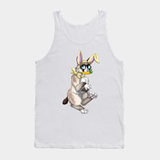 Bobtail BunnyCat: Snowshoe Point (Yellow) Sticker Tank Top